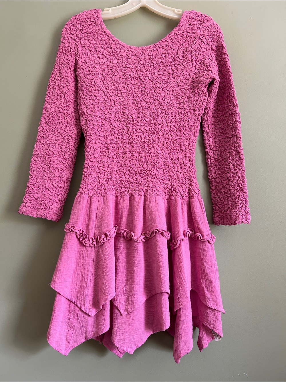 Free People Pink Textured Ruffle Mini Dress